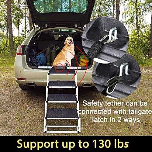 LUFFWELL 19.2” Extra Wide Dog Car Stairs, Foldable Dog Car Ramp with Nonslip Surface for Cars, Truck and SUV - Healthber