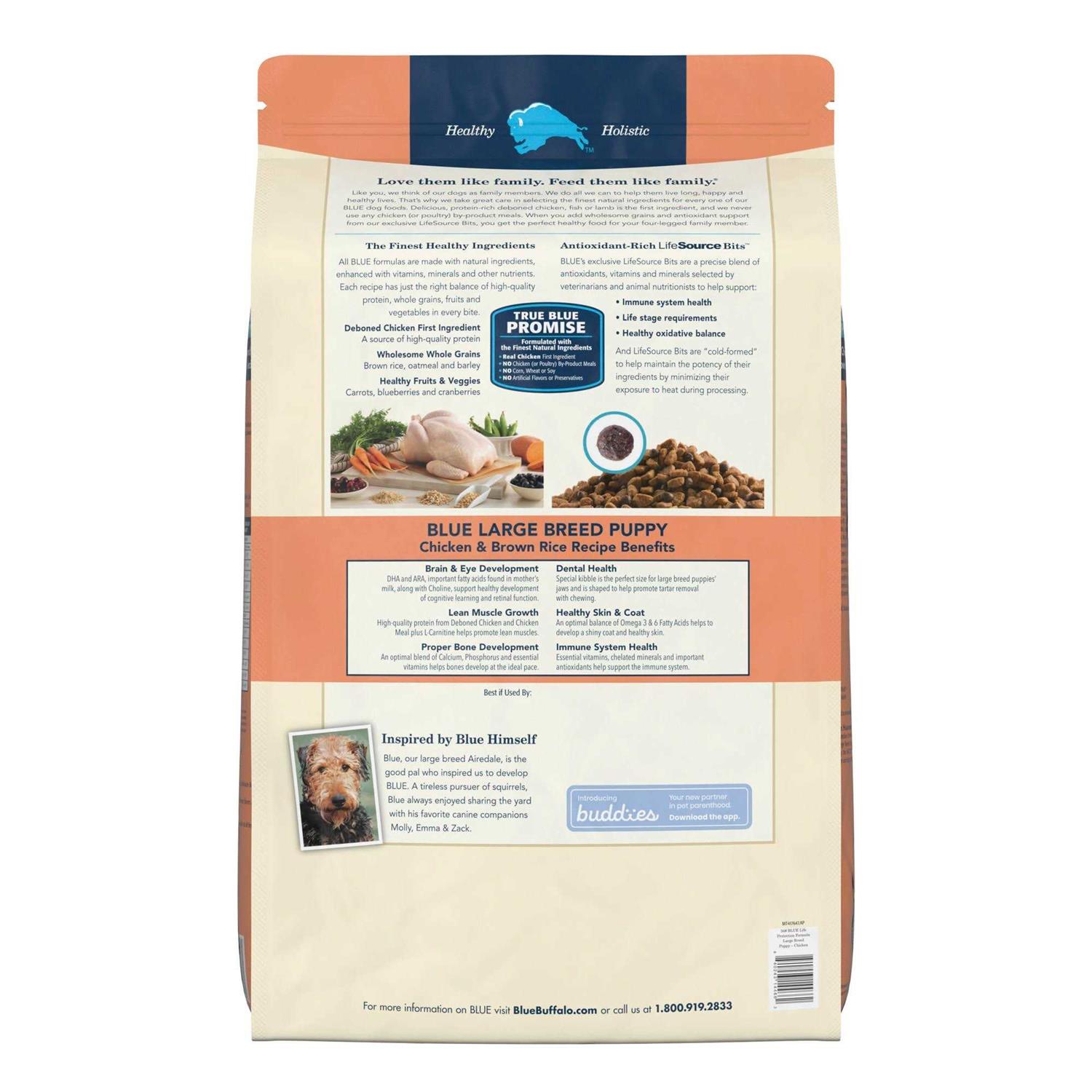 Blue Buffalo Life Protection Formula Large Breed Puppy Chicken & Brown Rice Recipe Dry Dog Food - Healthber