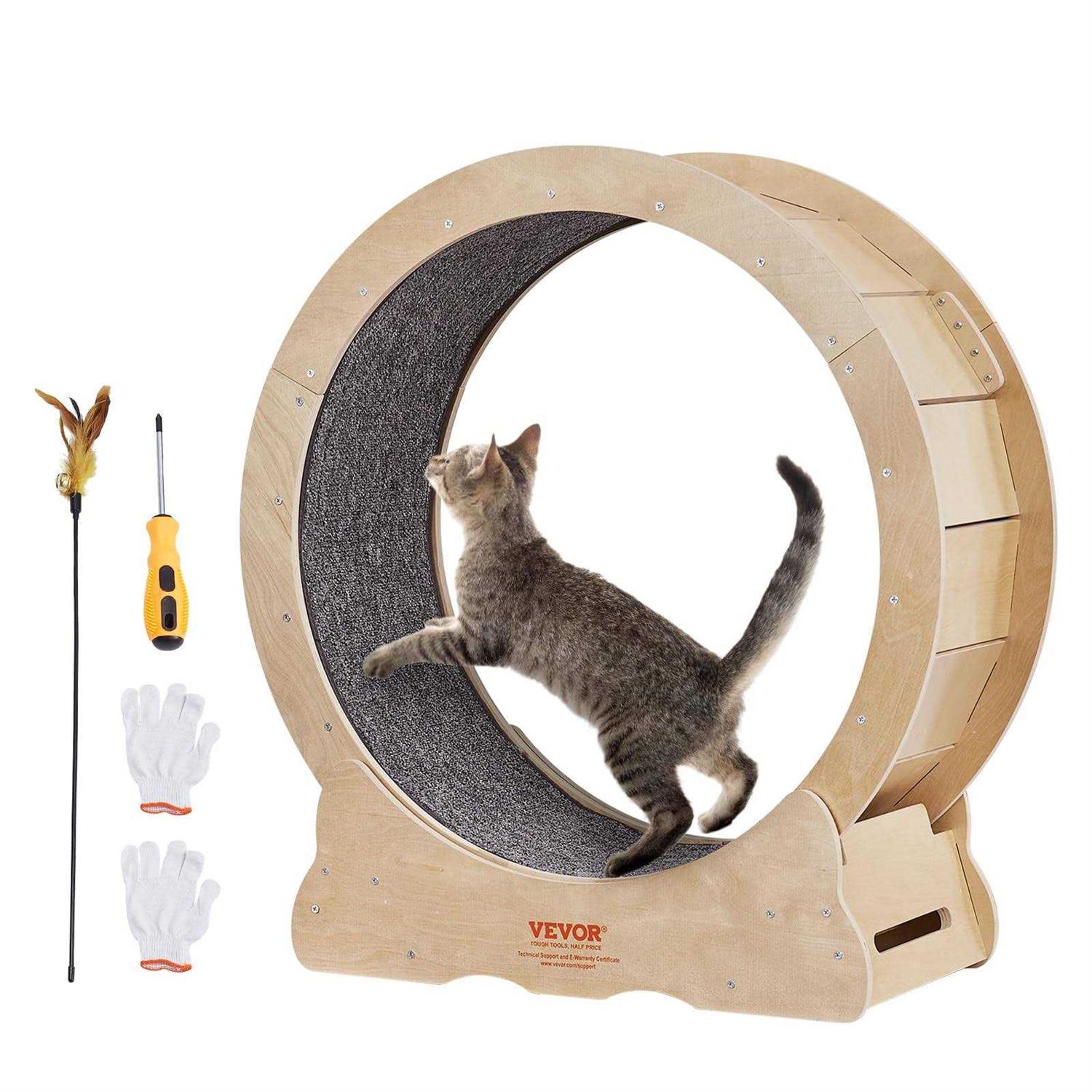 VEVOR Cat Exercise Wheel, Large Cat Treadmill Wheel for Indoor Cats, 29.5 inch Cat Running Wheel with Detachable Carpet and Cat - Healthber