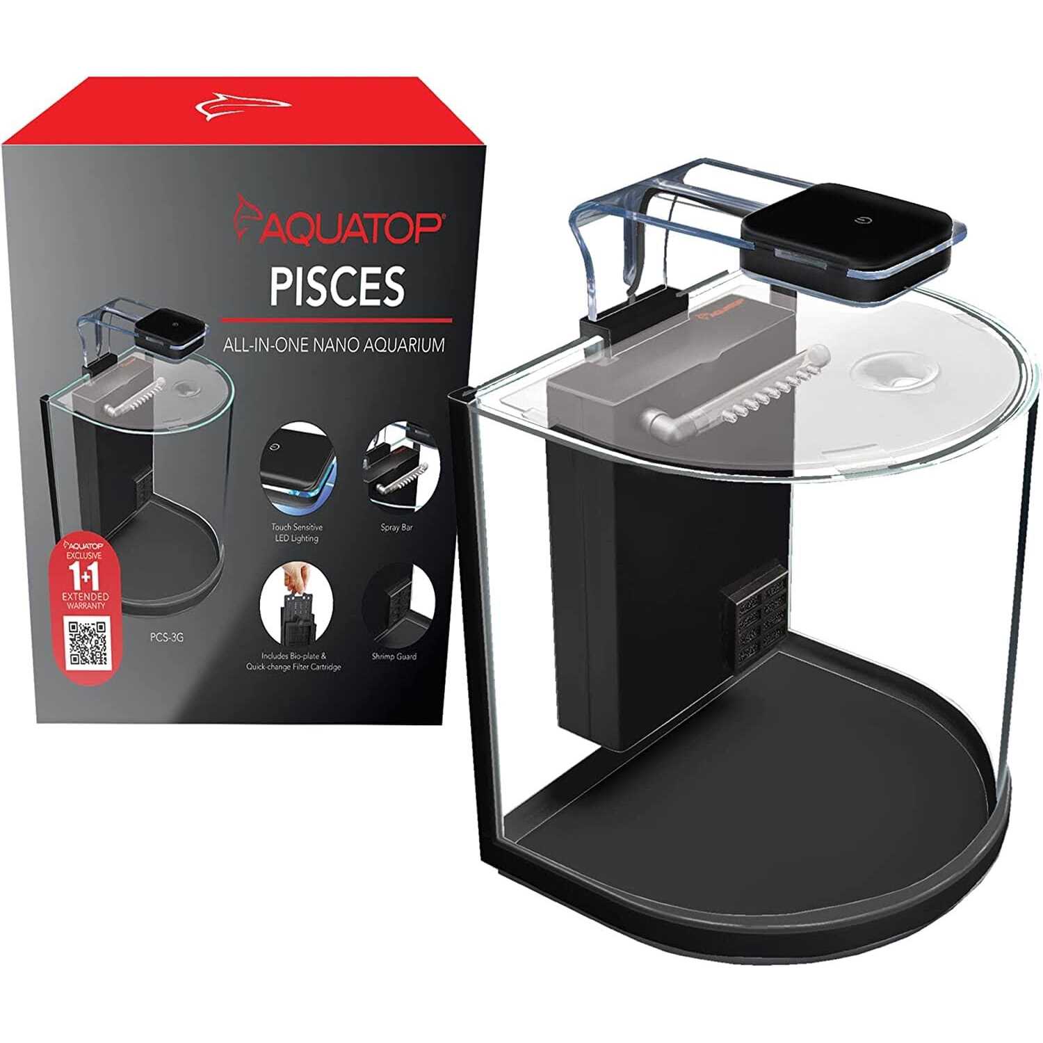 Aquatop Pisces Nano Bowfront Glass Aquarium - Healthber