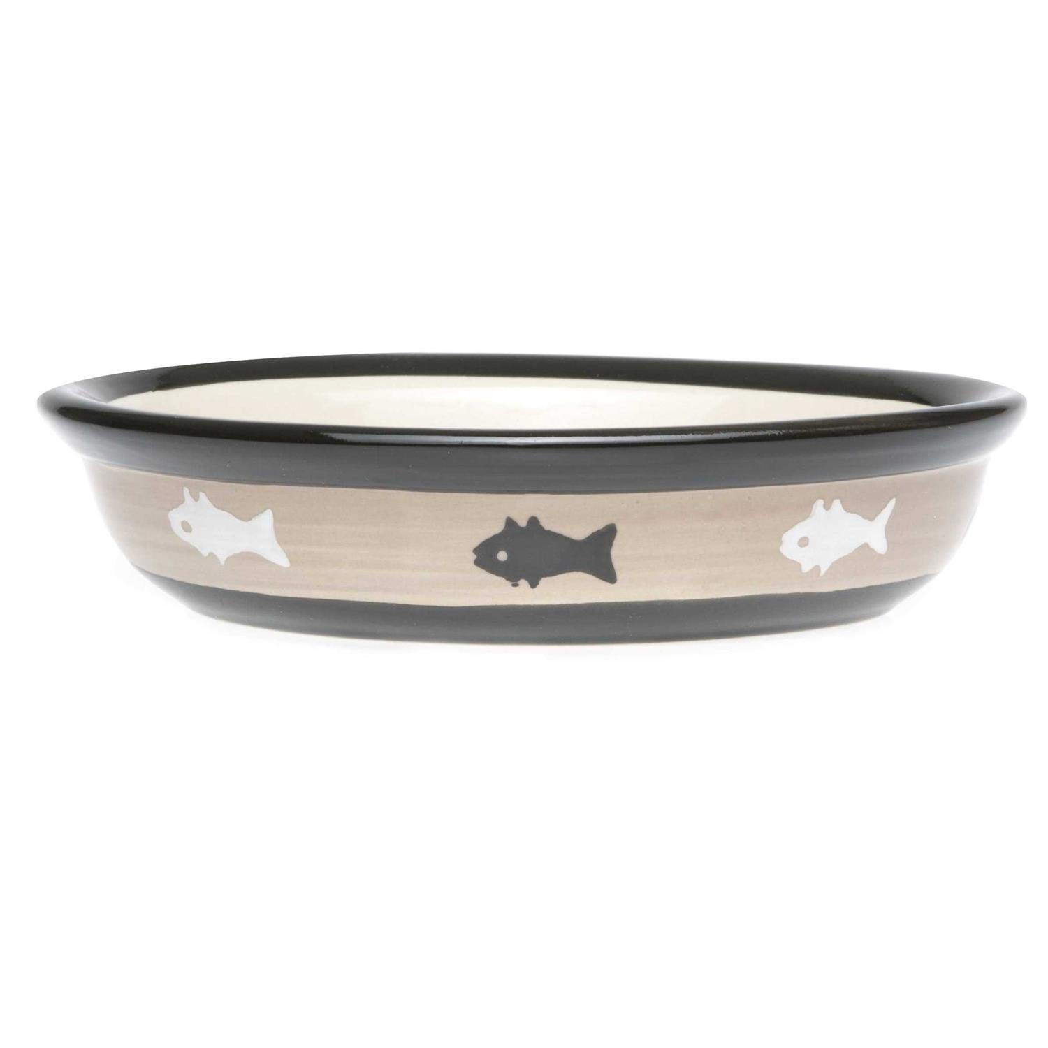 PetRageous 10070 Oval City Pets Stoneware Cat Bowl 6.25-Inch Wide and 1.5-Inch Tall Saucer - Healthber
