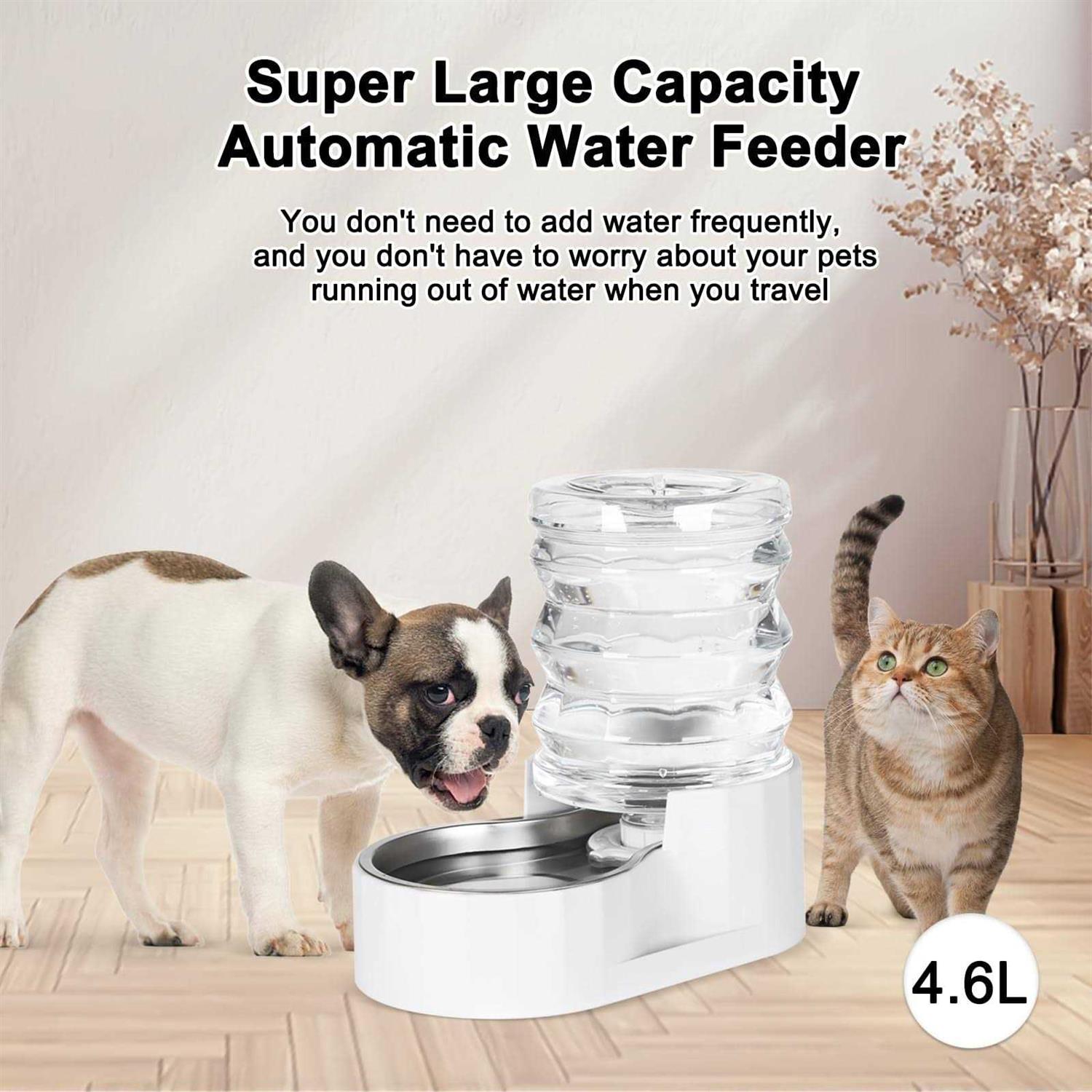 RIZZARI Automatic Pet Waterer, 100% Bpa-free, 4.6l Gravity Stainless Steel Water Dispenser, Large Capacity Water Feeder for Cats and - Healthber
