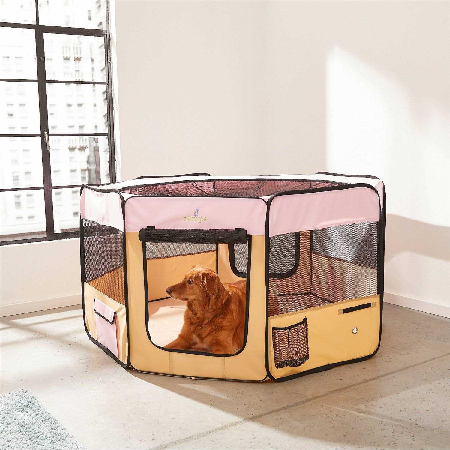 Zampa Portable Foldable Pet Playpen Exercise Pen Kennel - Healthber