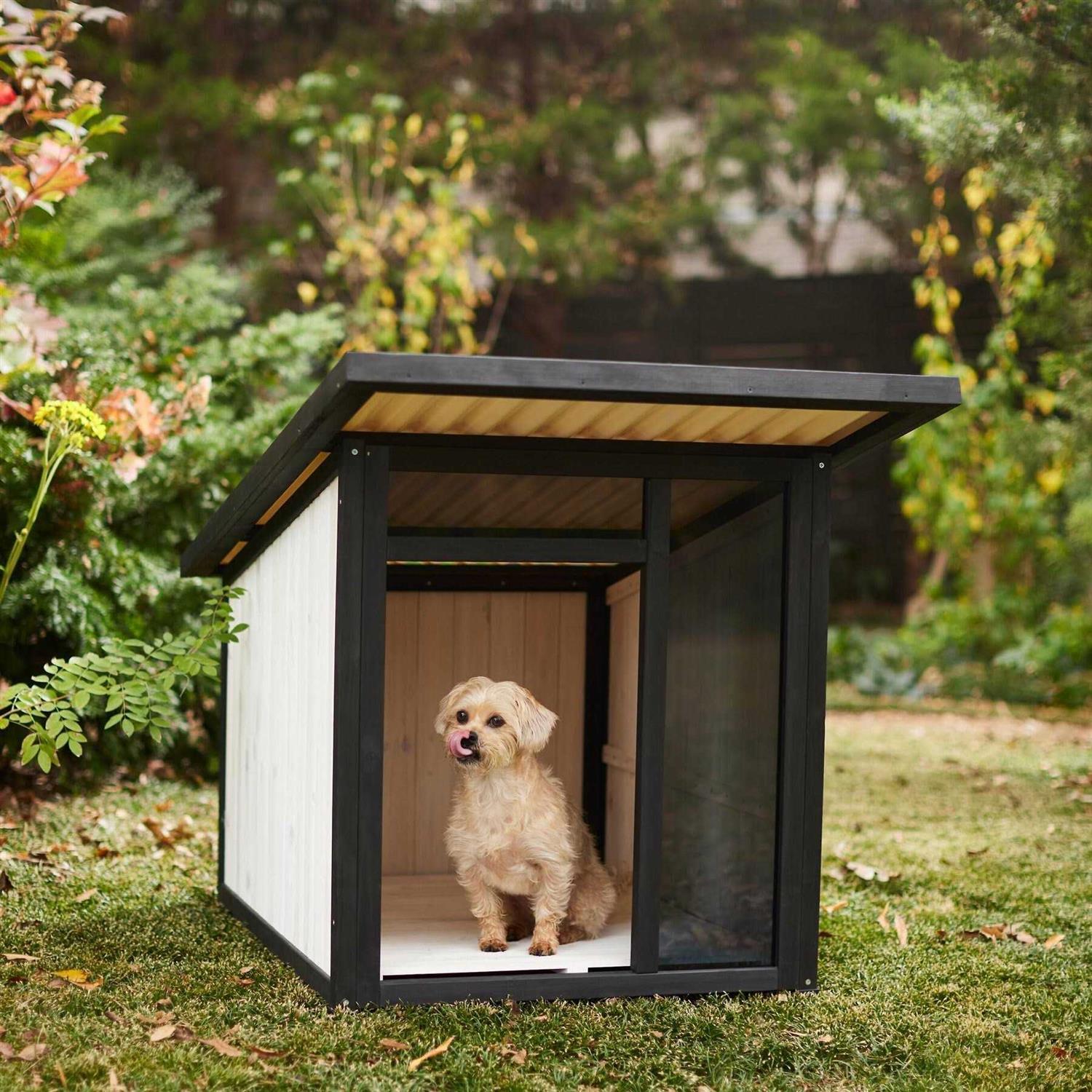 Frisco Modern Wooden Outdoor Dog House - Healthber
