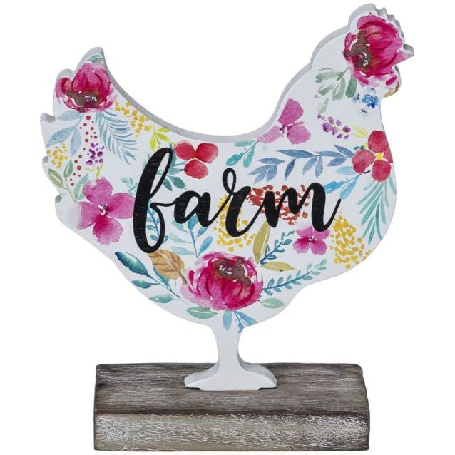 Floral Farm Chicken Tabletop Decor - Healthber