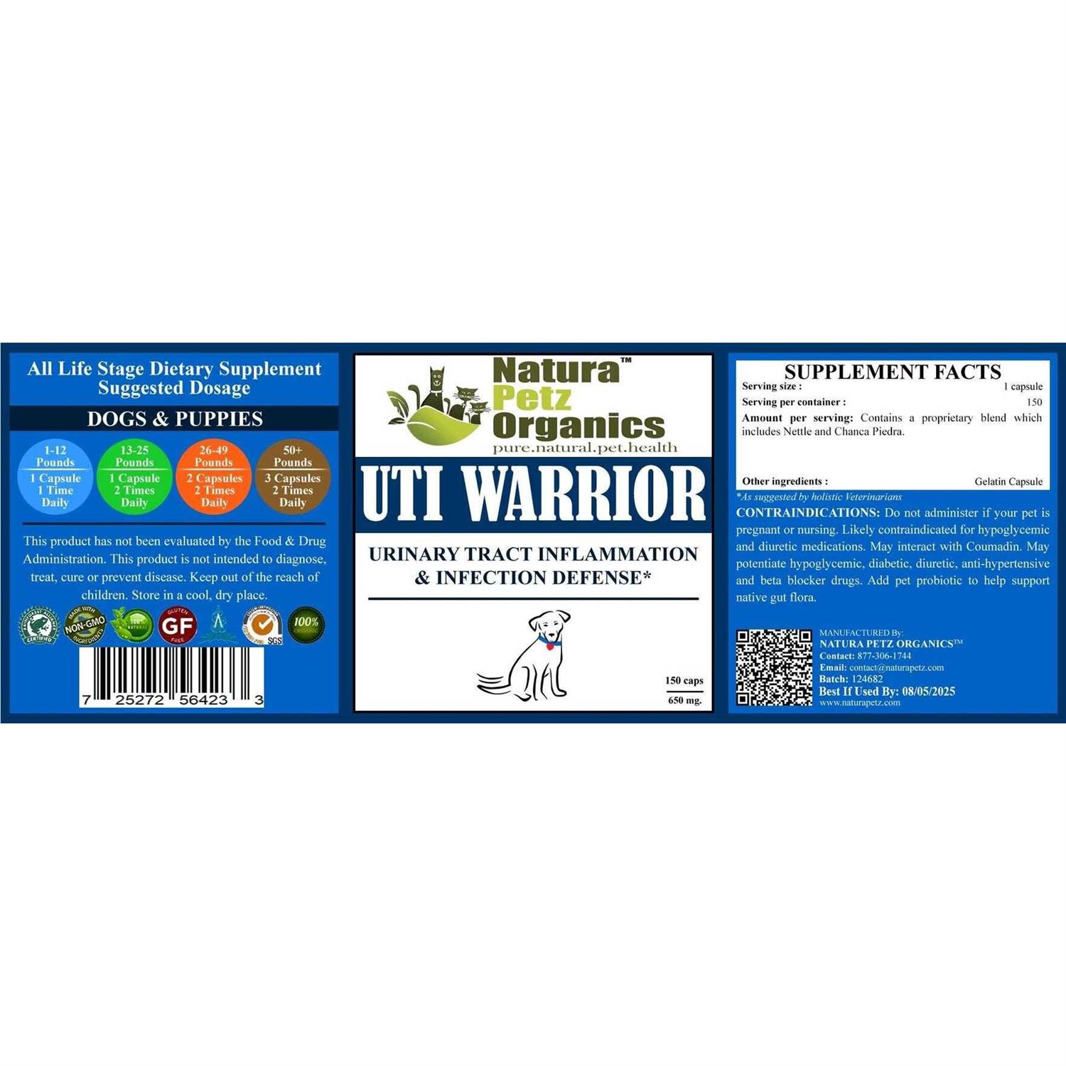 Natura Petz Organics UTI WARRIOR MAX* Urinary Tract Inflammation & Infection Support* Dogs Cats - Healthber