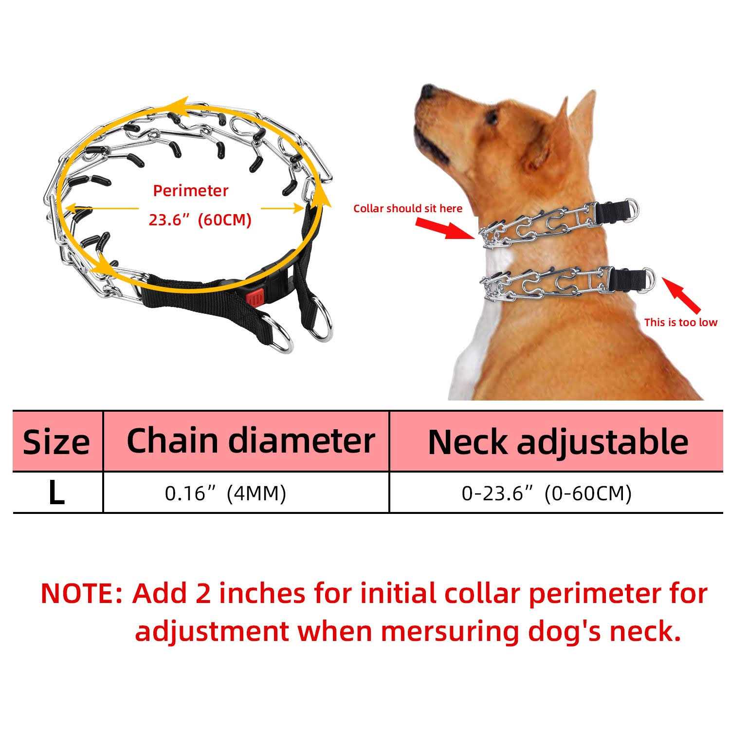 Aheasoun Dog Training Collar,No Pull Dog Collar,Prong Collar for Dogs,High Strength Quick Release Buckle,Comfort Rubber Tips,for Large Dogs - Healthber