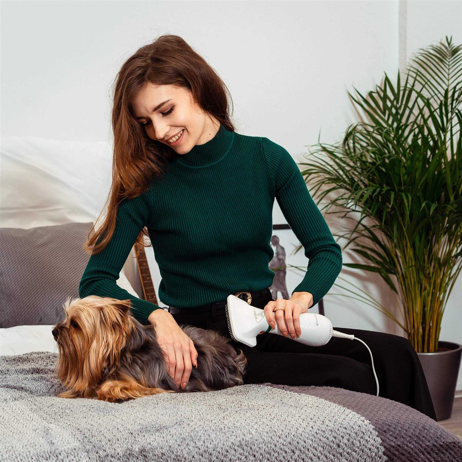 KUUBIA Pet Hair Dryer for Small and Medium-Sized Dogs and Cats 2-in-1 Dog Hair Dryer with Slicker Brush - Healthber