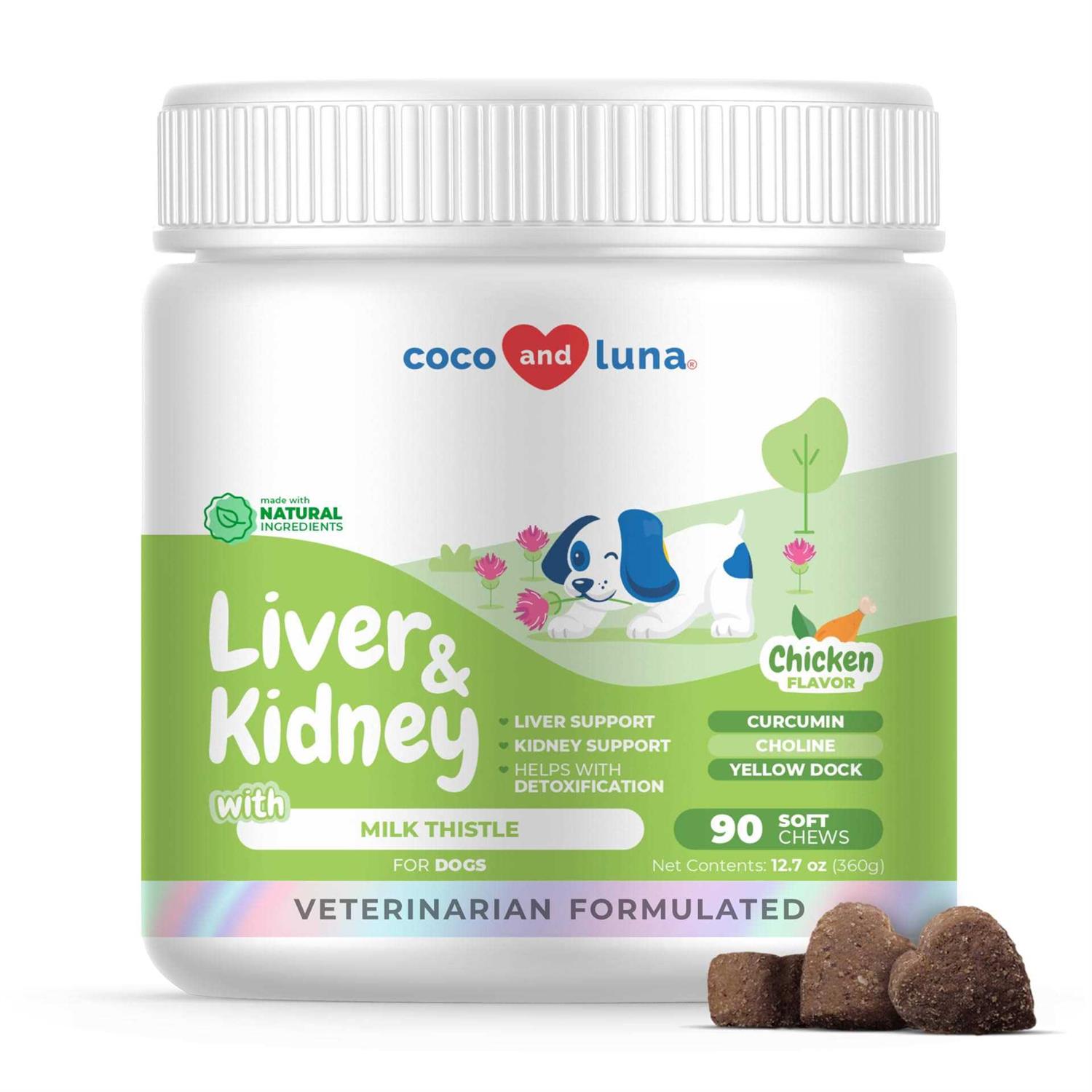 Coco and Luna Milk Thistle for Dogs 90 Soft Chews Liver and Kidney Support for Dogs - Healthber