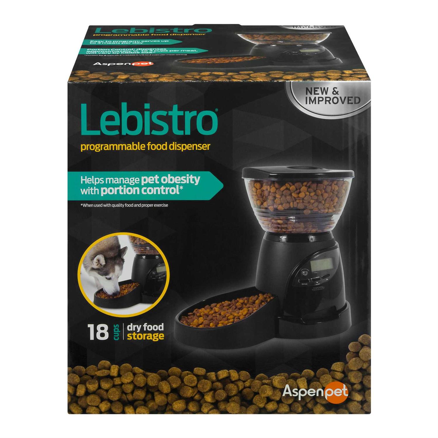 Petmate Aspen Pet LeBistro Portion Control Programmable Feeder, Black - Healthber