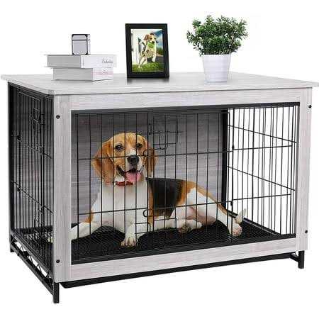 Arlopu Dog Crate Furniture Wooden End Table Indoor Dog Kennel - Healthber