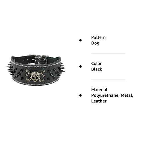 Berry Pet 3 Inch Width Sharp Spiked Studded Leather Dog Collar for Training,Sports,Walking,Travel,Dog Show,Heavy Duty,Medium Dogs,Pitbull - Healthber
