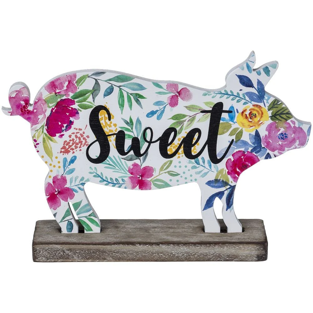 Floral Farm Pig Tabletop Decor - Healthber