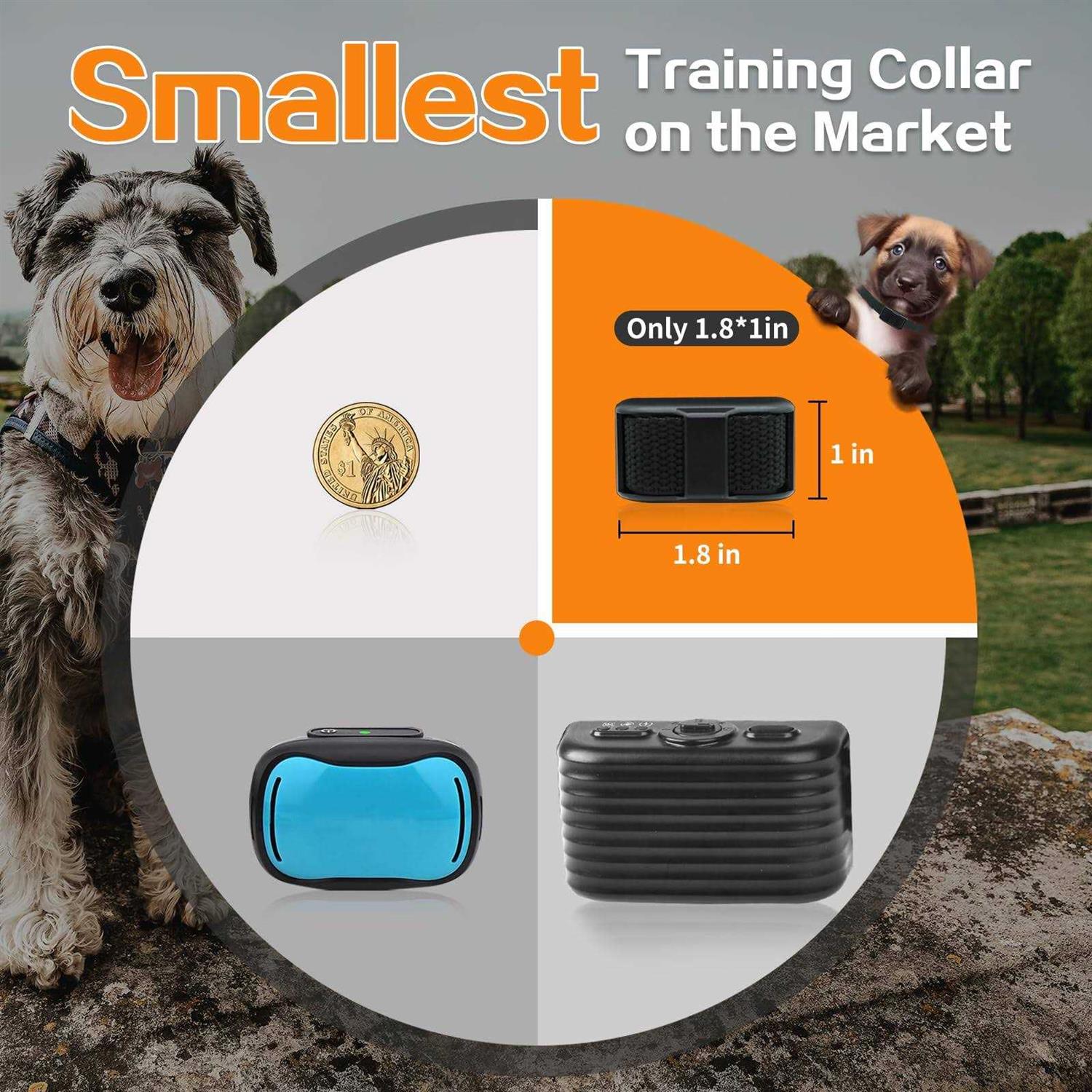 Tiniest Dog Shock Collar Lightest Dog Training Collar with Remote for Small Dogs 5-15lbs & Medium Large Dogs/Puppies - Healthber