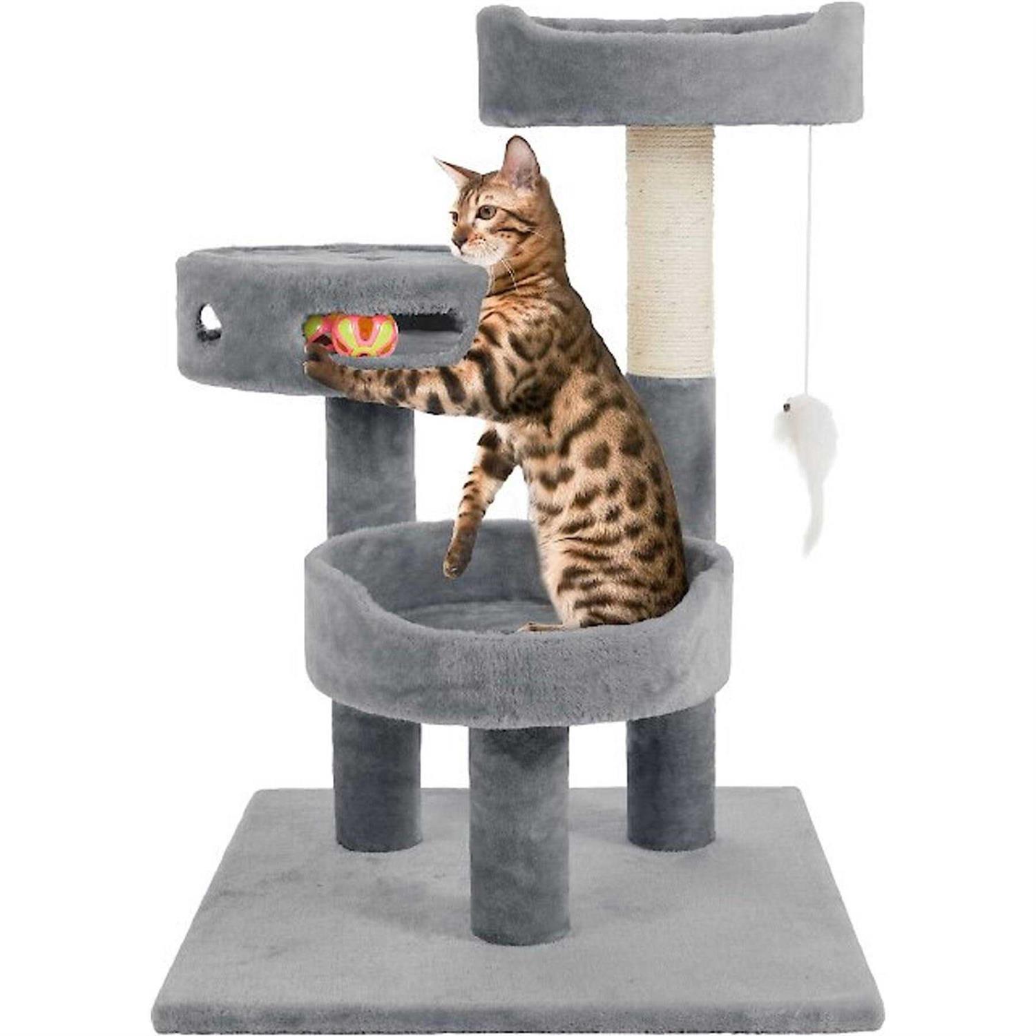 Pet Adobe 3-Tier Cat Tower & Interactive - Healthber