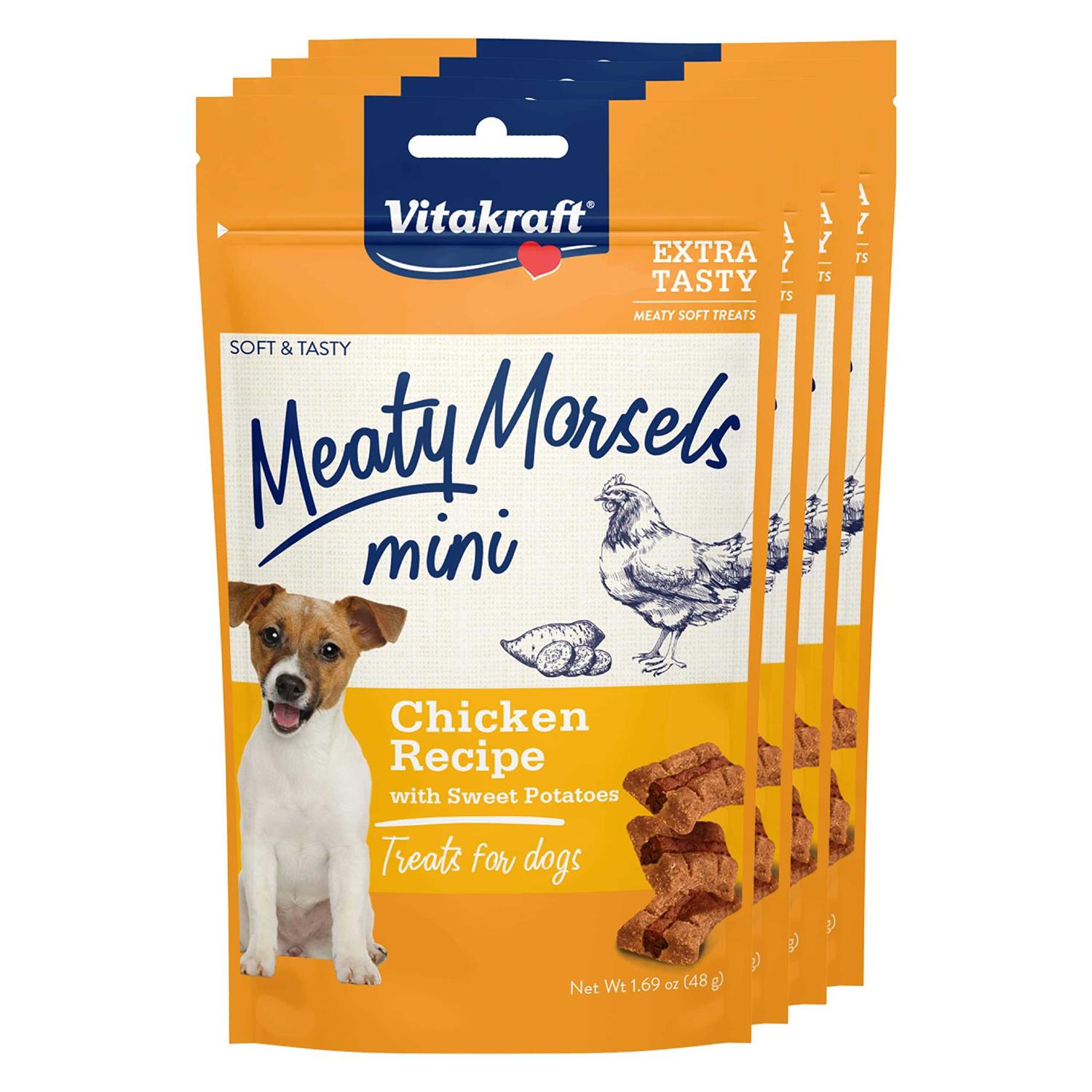 Vitakraft Meaty Morsels Chicken Recipe with Beef & Carrots Dog Treat Mini - Healthber