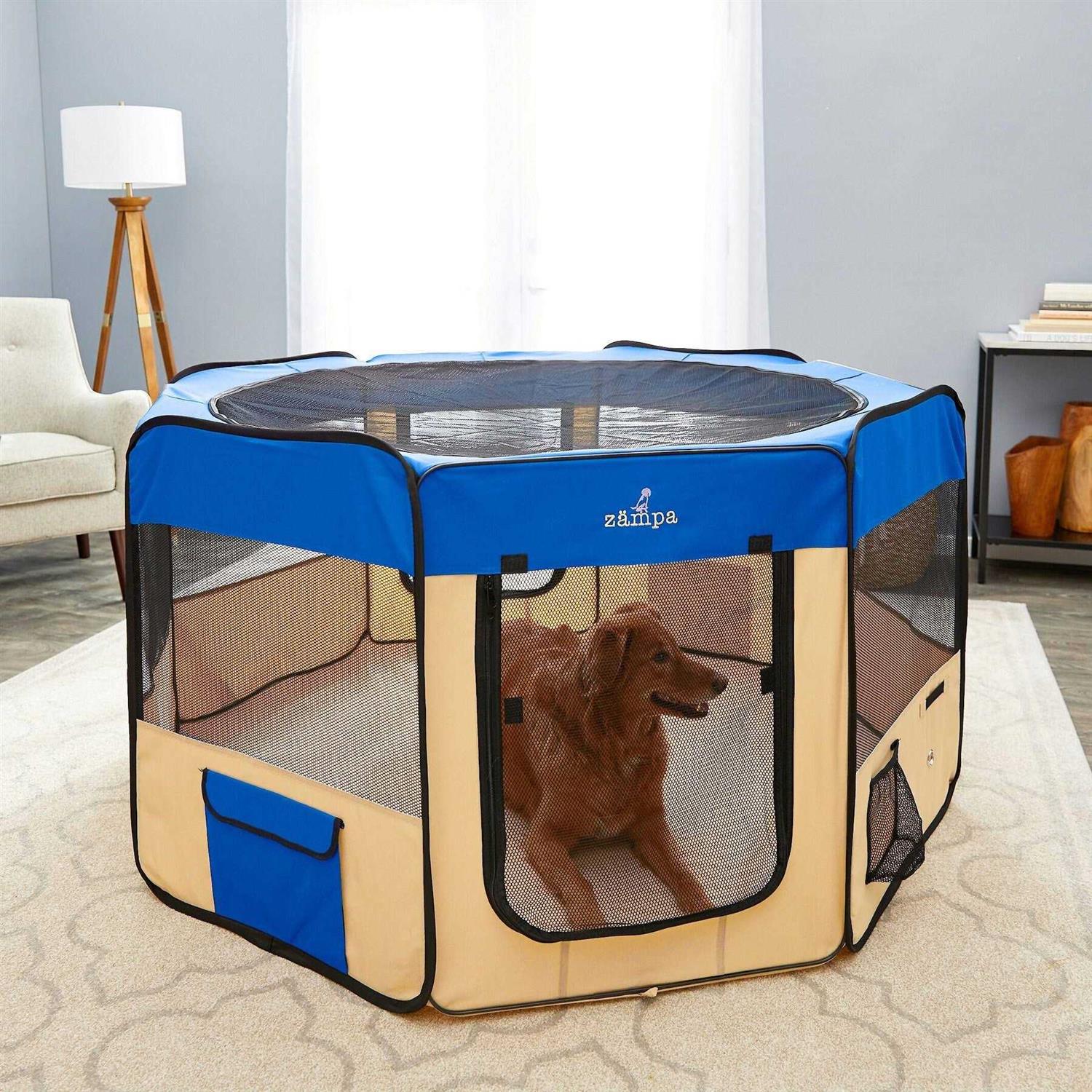 Zampa Portable Foldable Pet Playpen Exercise Pen Kennel - Healthber