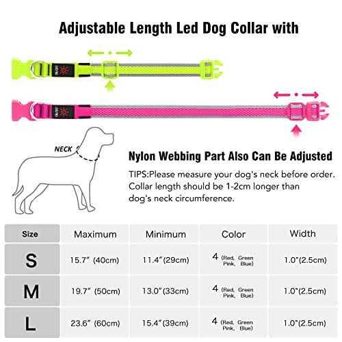 Flashseen LED Dog Collar USB Rechargeable Light Up Dog Collar Lights - Healthber