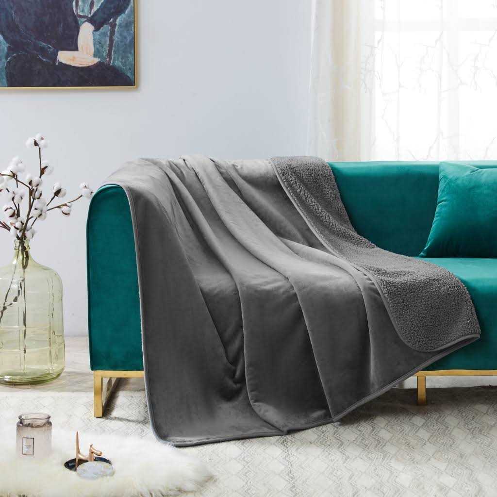 Grey Sherpa Waterproof & Leakproof Dog Blanket by allisandro Petproof Cover for Sofa - Healthber