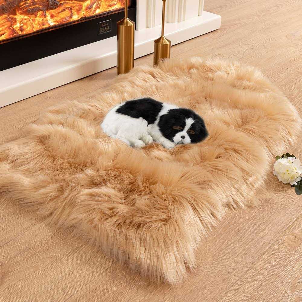 Asrug Soft Faux Fur Pet Bed Mat Plush and Fluffy Pet Pad Ultra Cozy Pet Throw Rug for Dogs Cats - Healthber