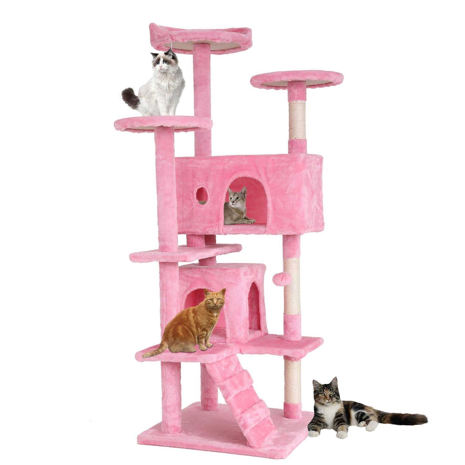 Bestpet 54in Cat Tree Tower with Cat Scratching Posts Stand House Cat Condo with Funny Toys - Healthber