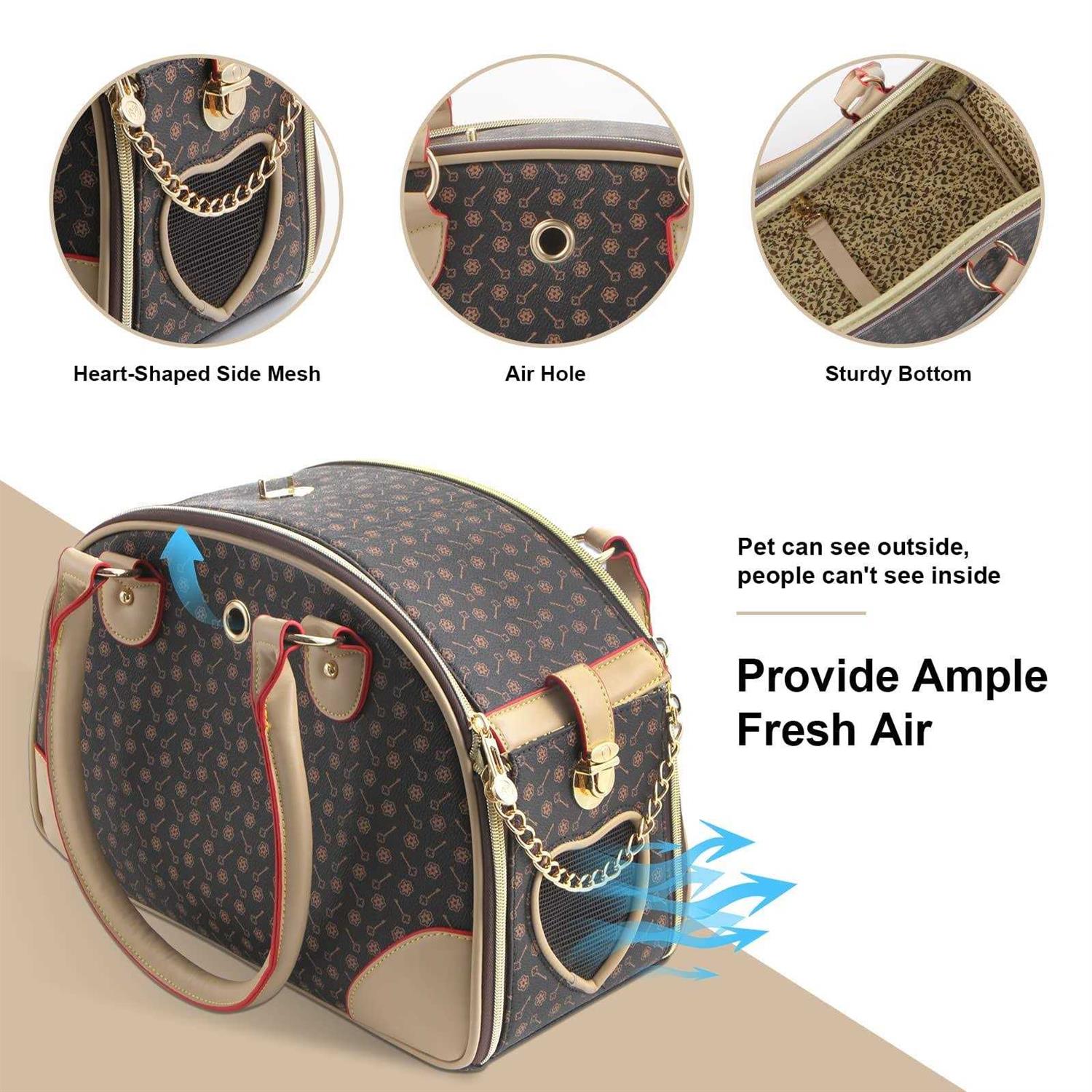 petpetssmart Fashion Dog Carrier Pu Leather Dog Handbag Dog Purse Cat Tote Bag Pet Cat Dog Hiking Bag - Healthber