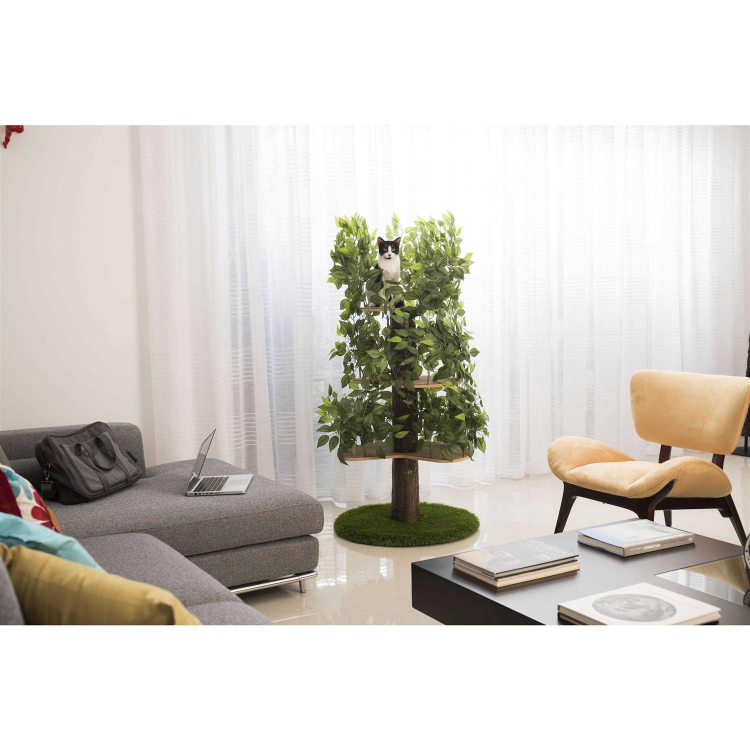 On2Pets Cat Tree with Leaves Cat House & Cat Activity Tree - Healthber