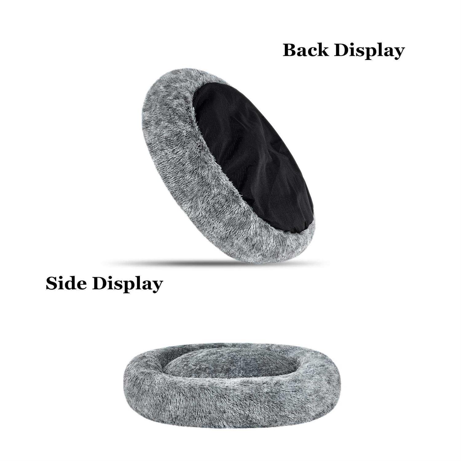 coohom Oval calming Donut cuddler Dog Bed,Shag Faux Fur cat Bed Washable Round Pillow Pet Bed for Small Medium Dogs - Healthber