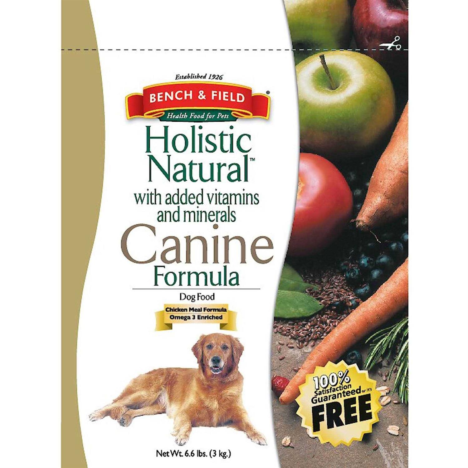 Bench & Field Holistic Natural Adult Dry Dog Food, Chicken Meal and Brown Rice Recipe 6.6 lb Bag - Healthber