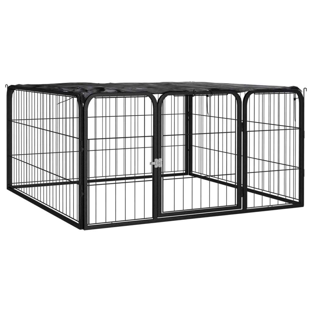 vidaXL Dog Playpen 4 Panels Black Powder-coated Steel - Healthber