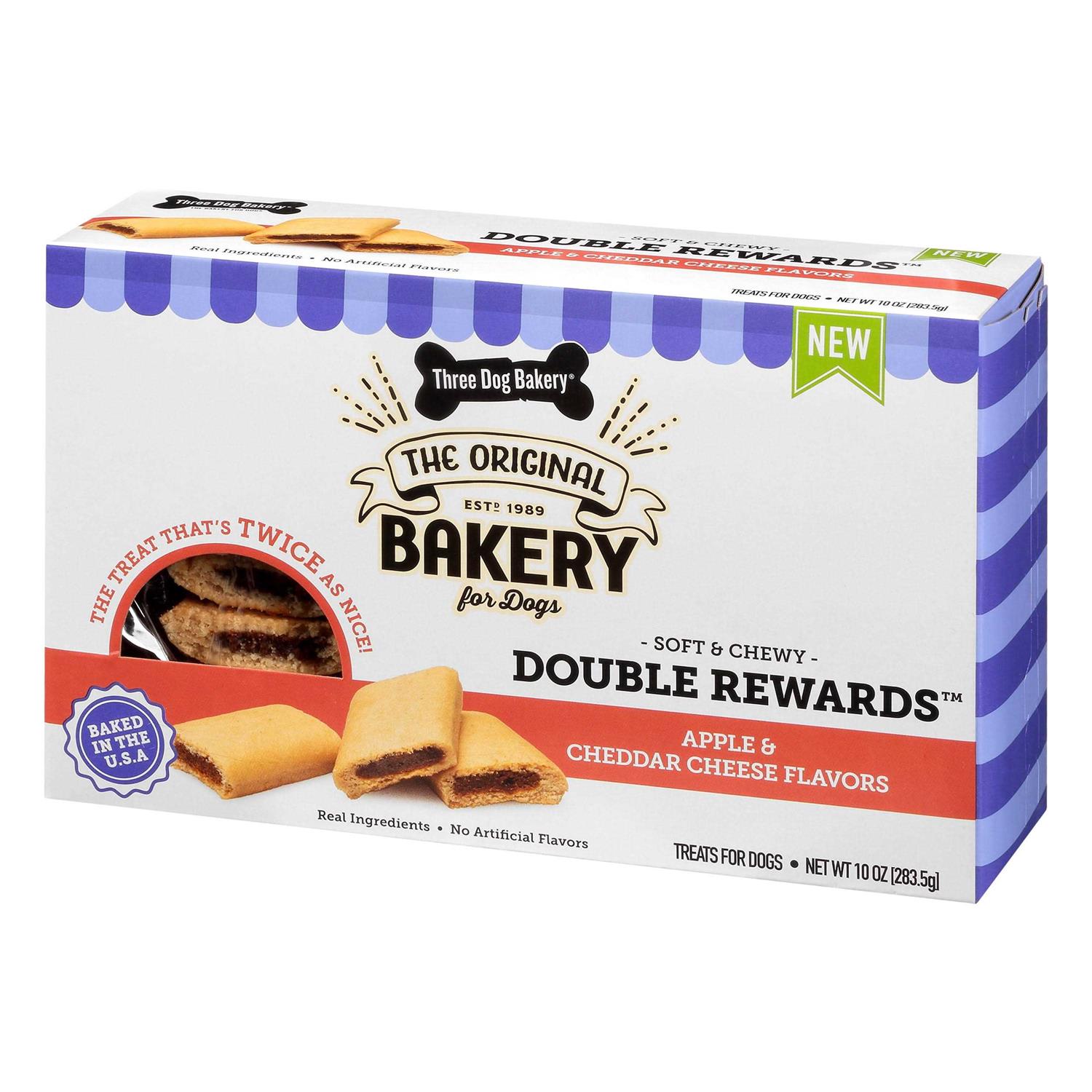 Three Dog Bakery Double Rewards Apple Cheese Dog Treats - Healthber