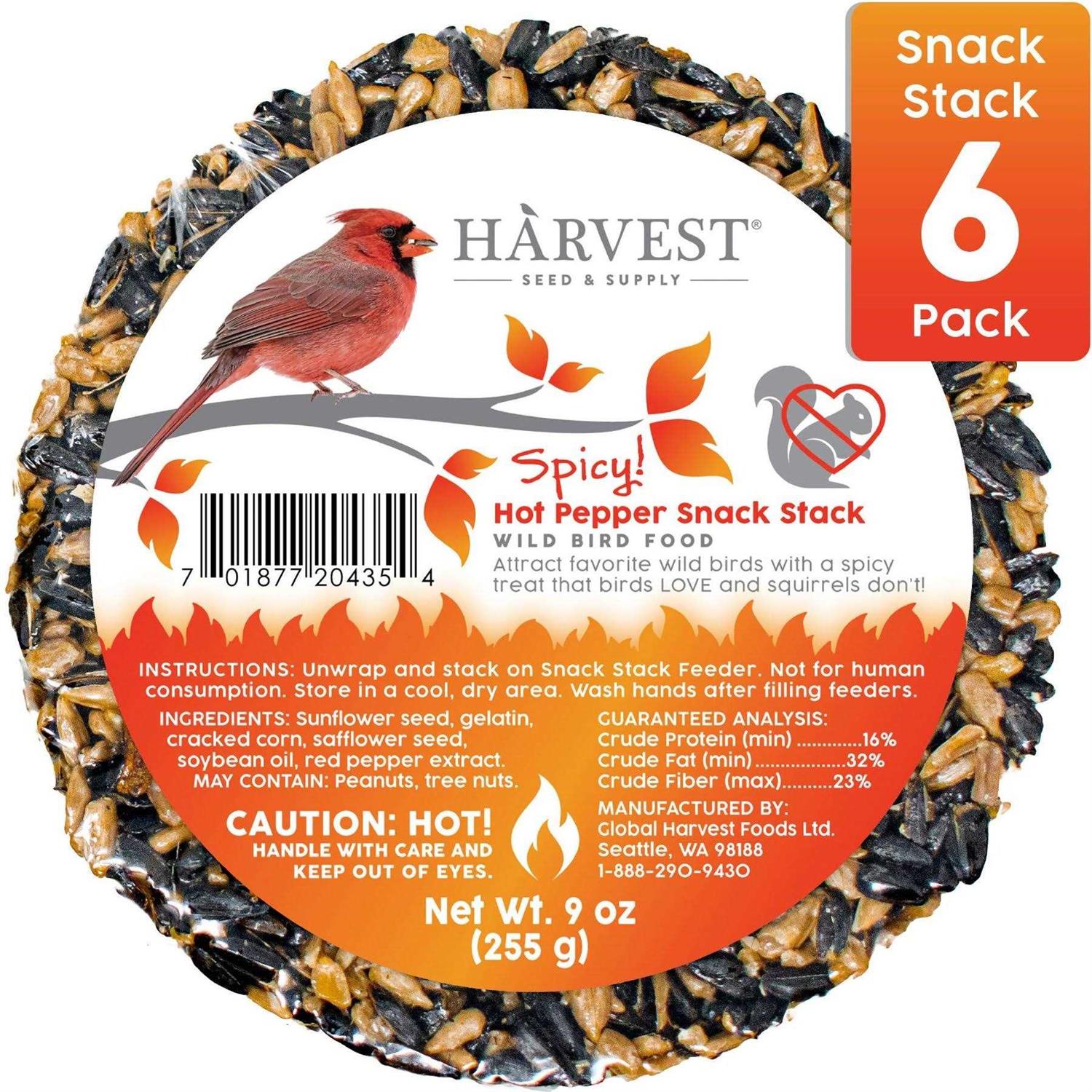 Harvest Seed & Supply Hot Pepper Snack Stack Corn Free Wild Bird Food - Healthber