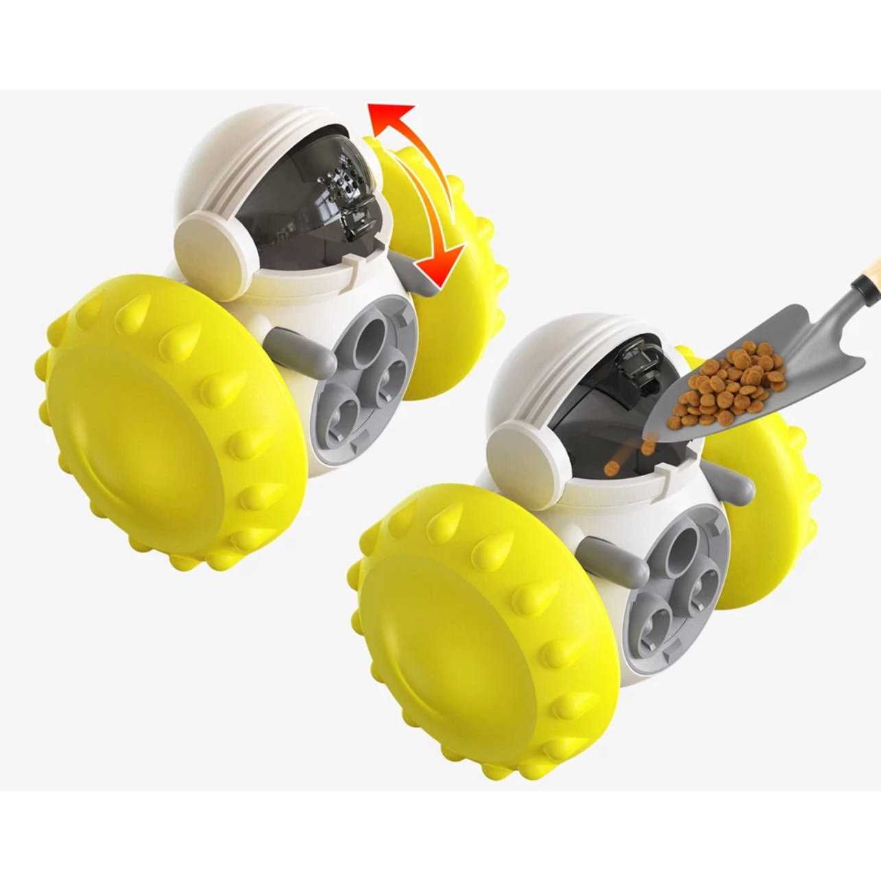 Piggy Poo and Crew Robot Shaped Treat Dispenser Push Toy Game for Your Pet - Healthber