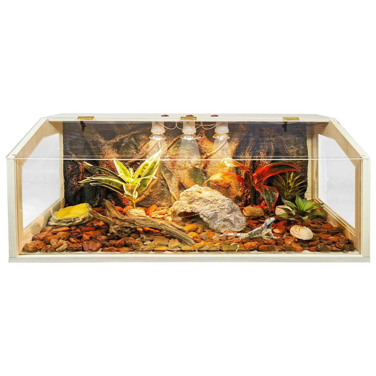 Prolee 21 Gallon to 68 Gallon Reptile Terrarium Tank Tank Bearded Dragon Tank with Roof Door - Healthber