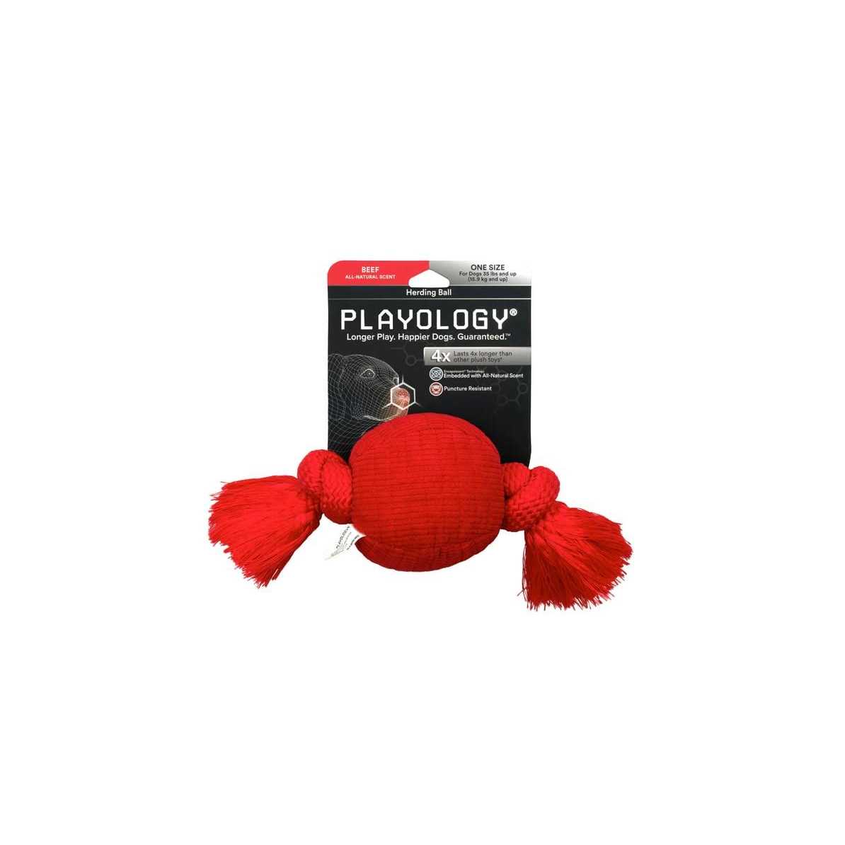 Playology Plush Herding Beef Ball Dog Toy - Healthber