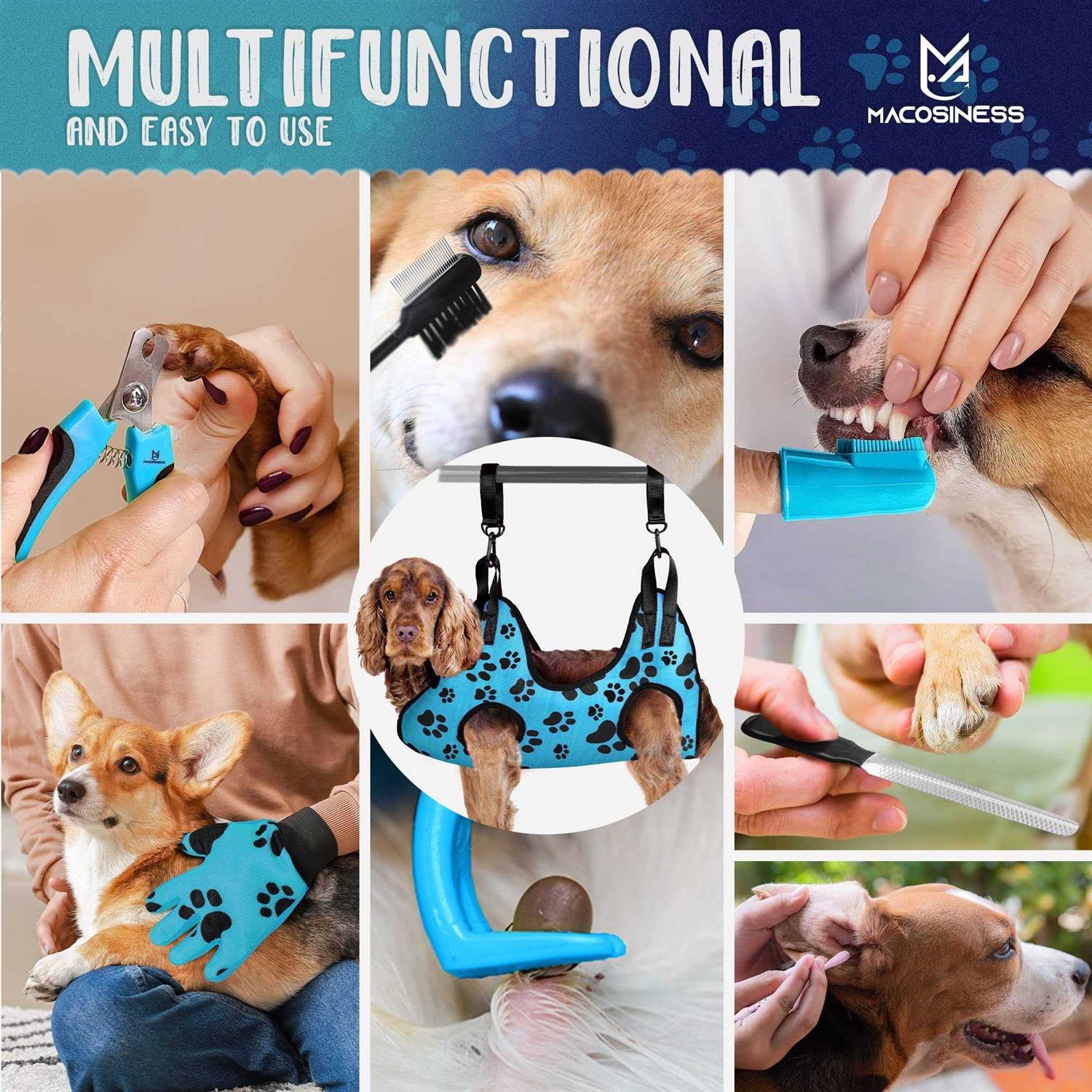 MAcosiness Pet Grooming Hammock for Nail Trimming Complete Groomers Helper Set for Pets - Healthber