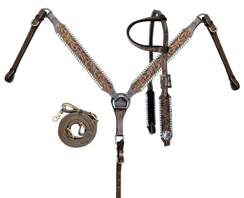 Showman Tooled Tack Set, Full size - Healthber