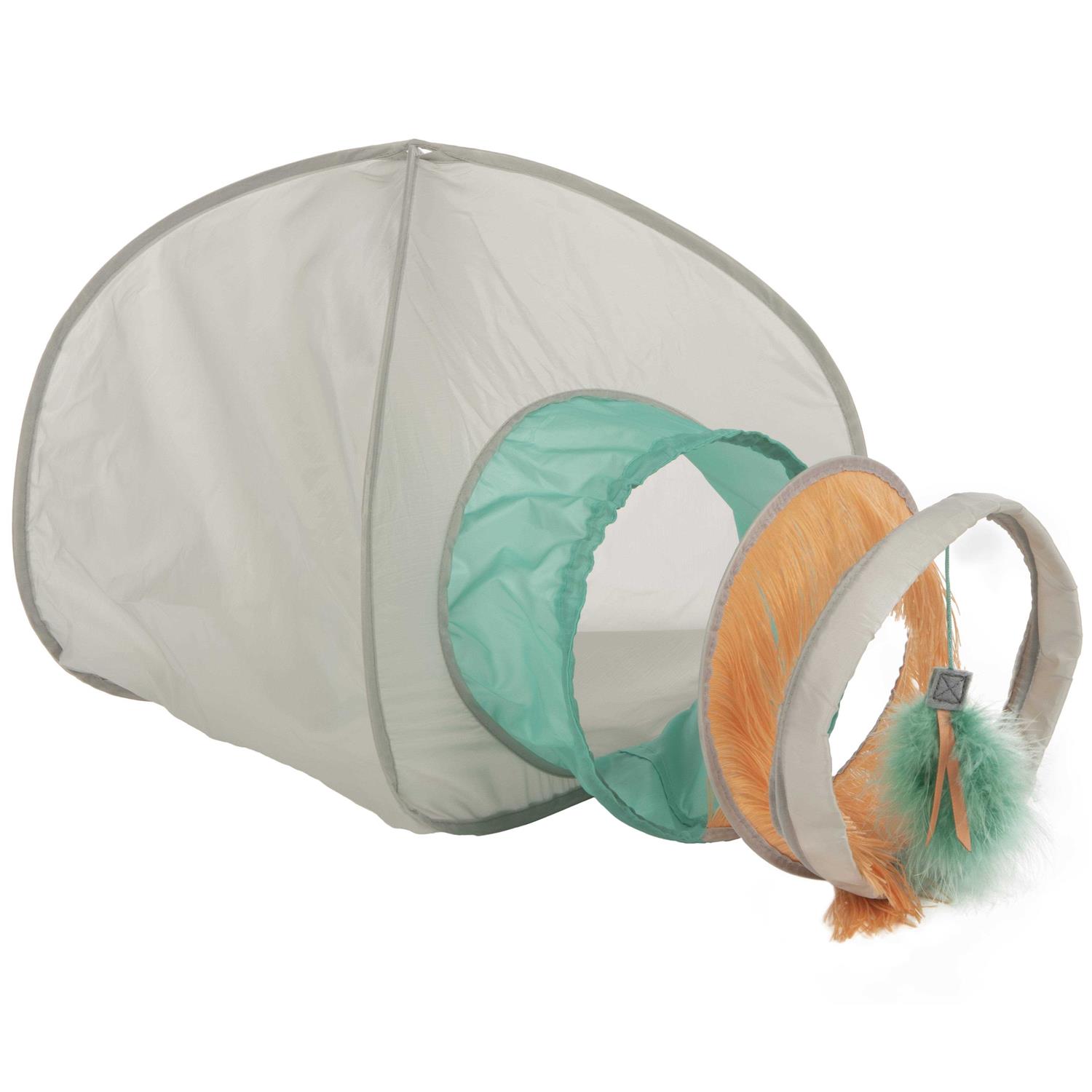 SmartyKat Fringe Frenzy Cat Hideout with Tunnel Cat Toy Entrance - Healthber