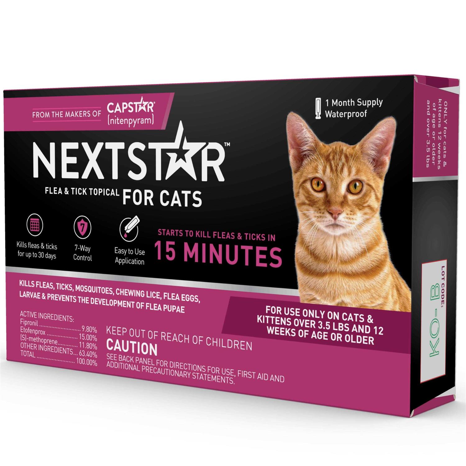NextStar Fast Acting Cat Flea & Tick Treatment - Healthber