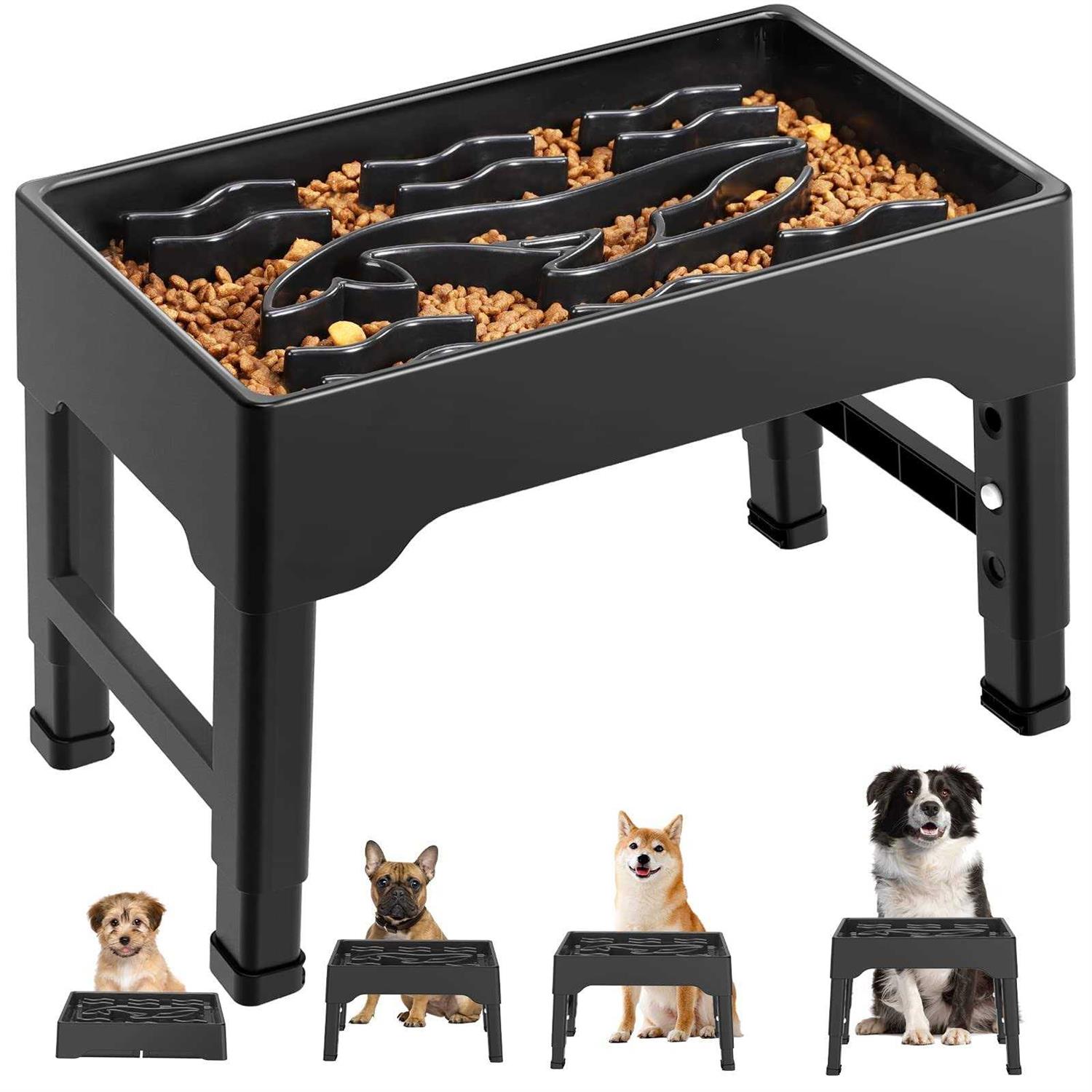 Tivray Elevated Slow Feeder Dog Bowls 9 Cups Raised Dog Slow Feeder Bowls Large Breed with 4 Adjustable Heights Dog Food Bowl Stand - Healthber