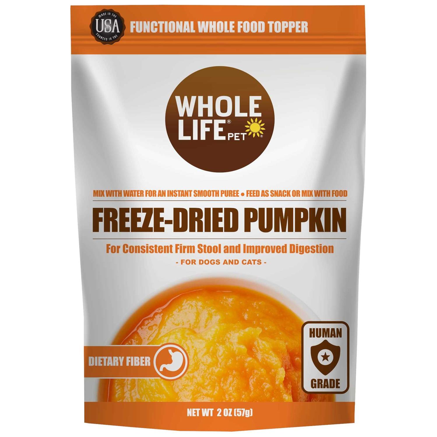 Whole Life Pet Human Grade Freeze Dried Instant Pumpkin Powder for Dogs & Cats - Healthber