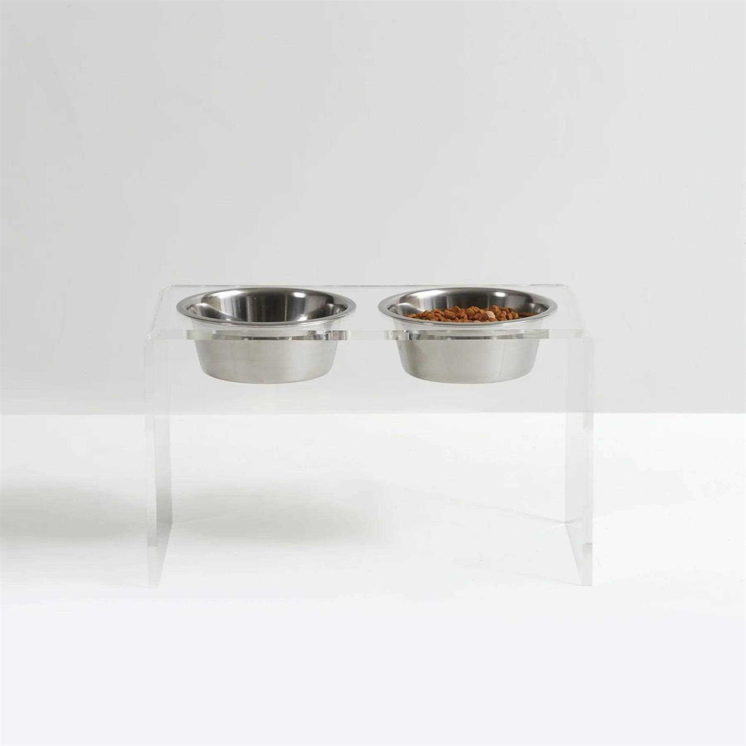 Hiddin Clear Double Bowl Pet Feeder - Healthber