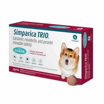 Simparica Trio 22.1-44 lbs. Dogs, 6 Month Supply - Healthber