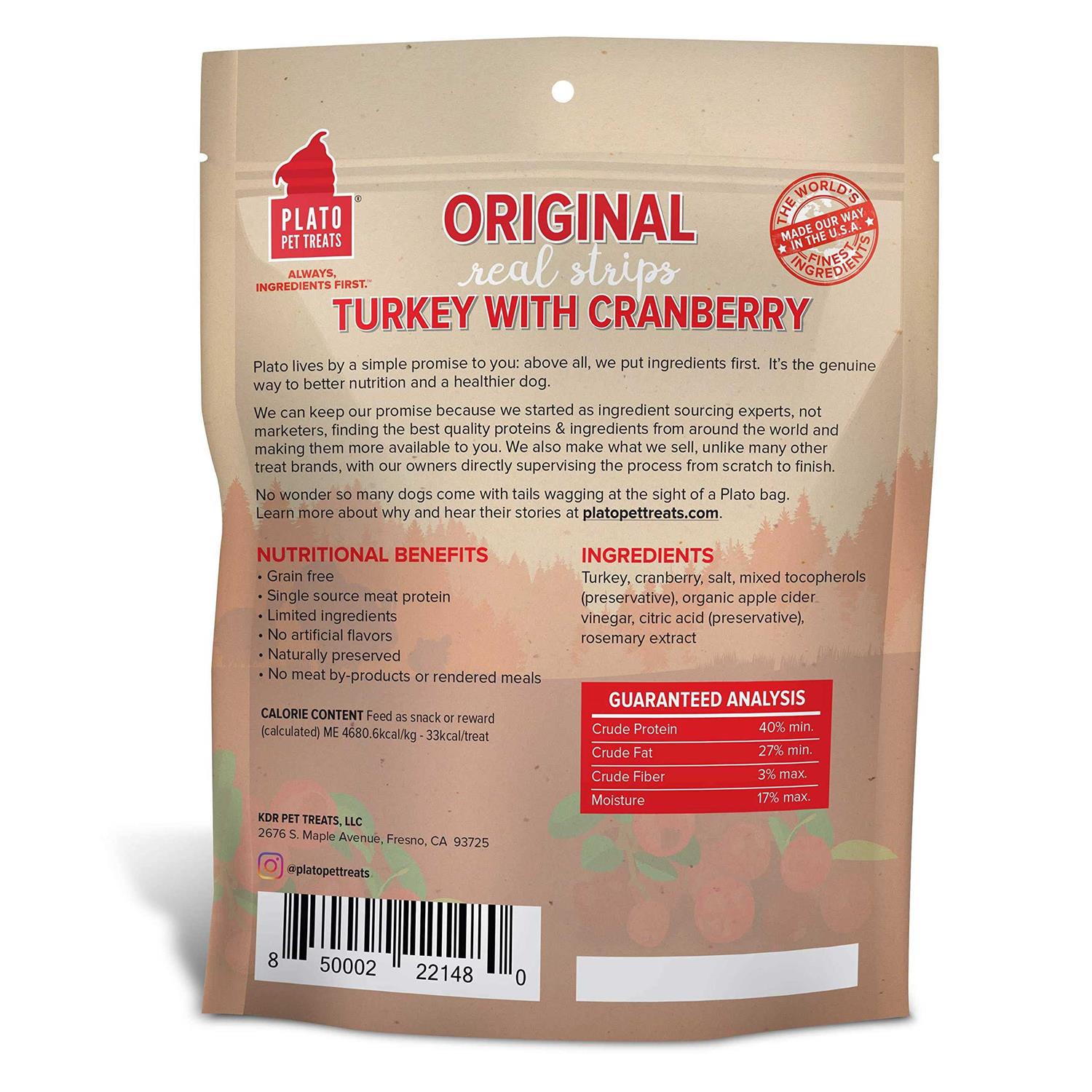 Plato Real Strips Turkey Dog Treats - Healthber