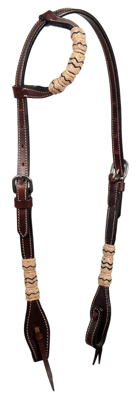 Buffalo Leather Braided Rawhide One Ear Headstall, Full - Healthber