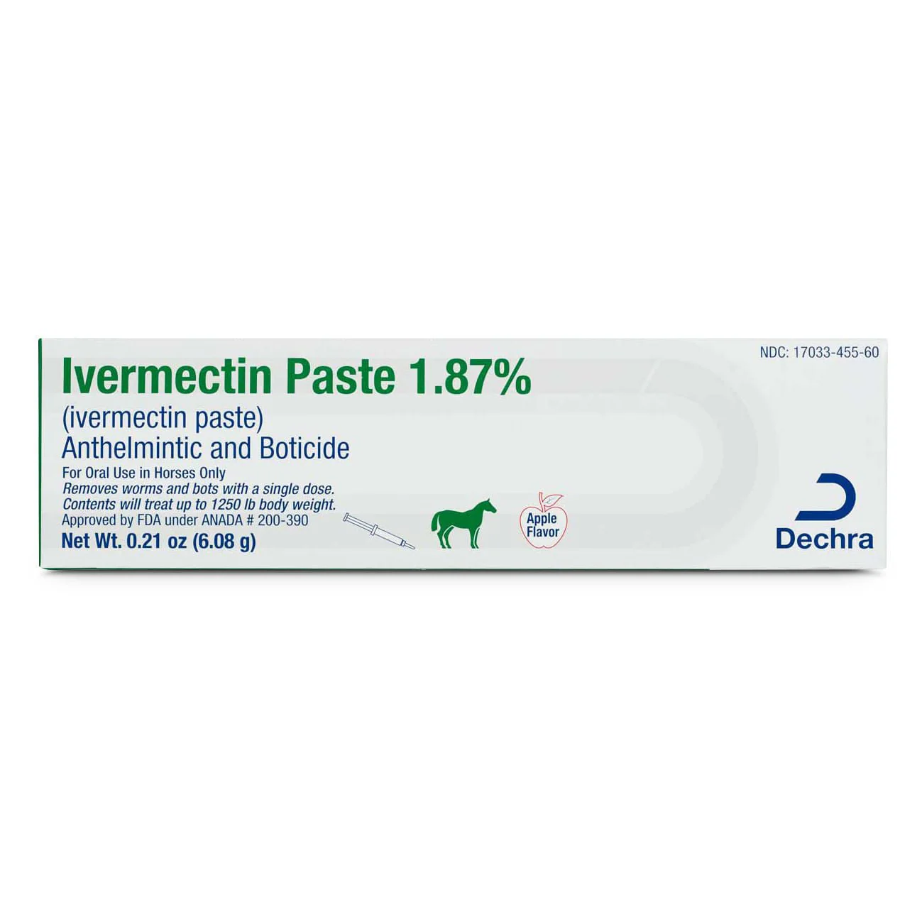 Dechra Ivermectin Paste 1.87% Anthelmintic and Boticide for Horses - Healthber