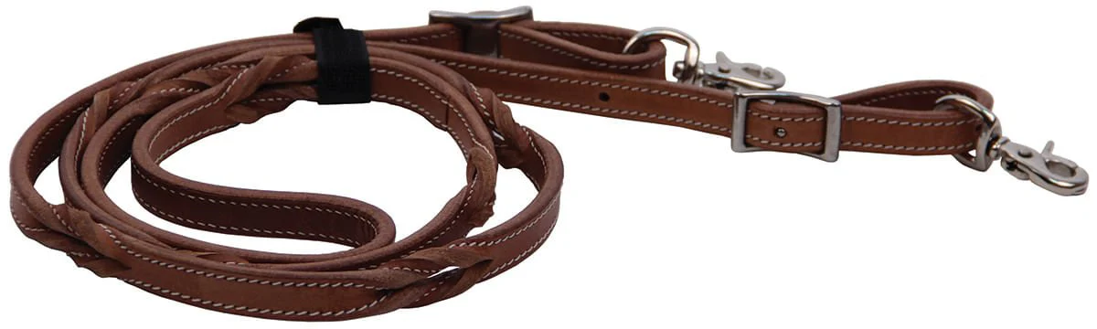 Buffalo Leather Twisted Knot Roping Rein, 7' - Healthber