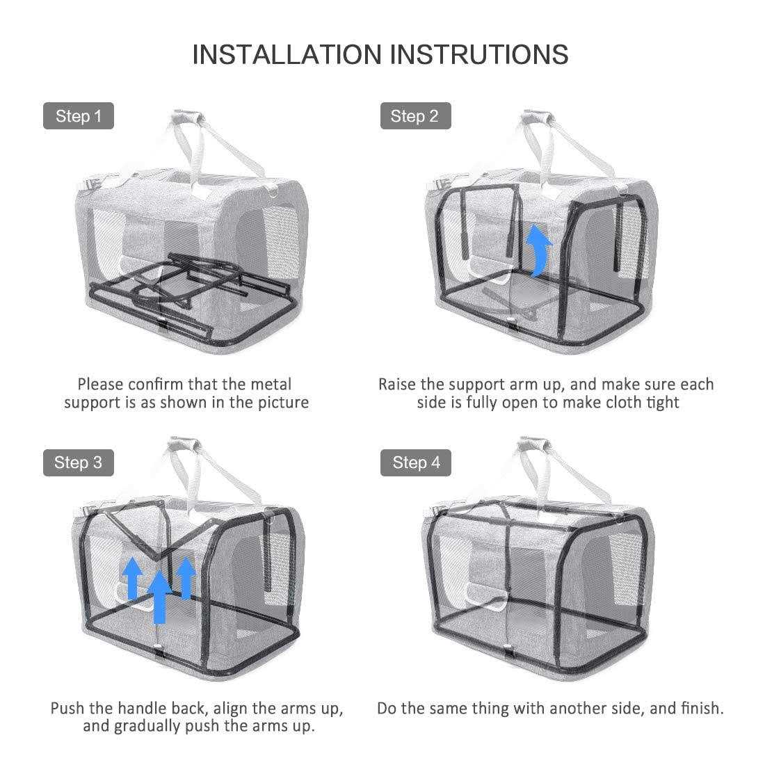Petseek Extra Large Cat Carrier Soft Sided Folding Small Medium Dog Pet Carrier 24×16.5×16 Travel Collapsible Ventilated Comfortable Design - Healthber