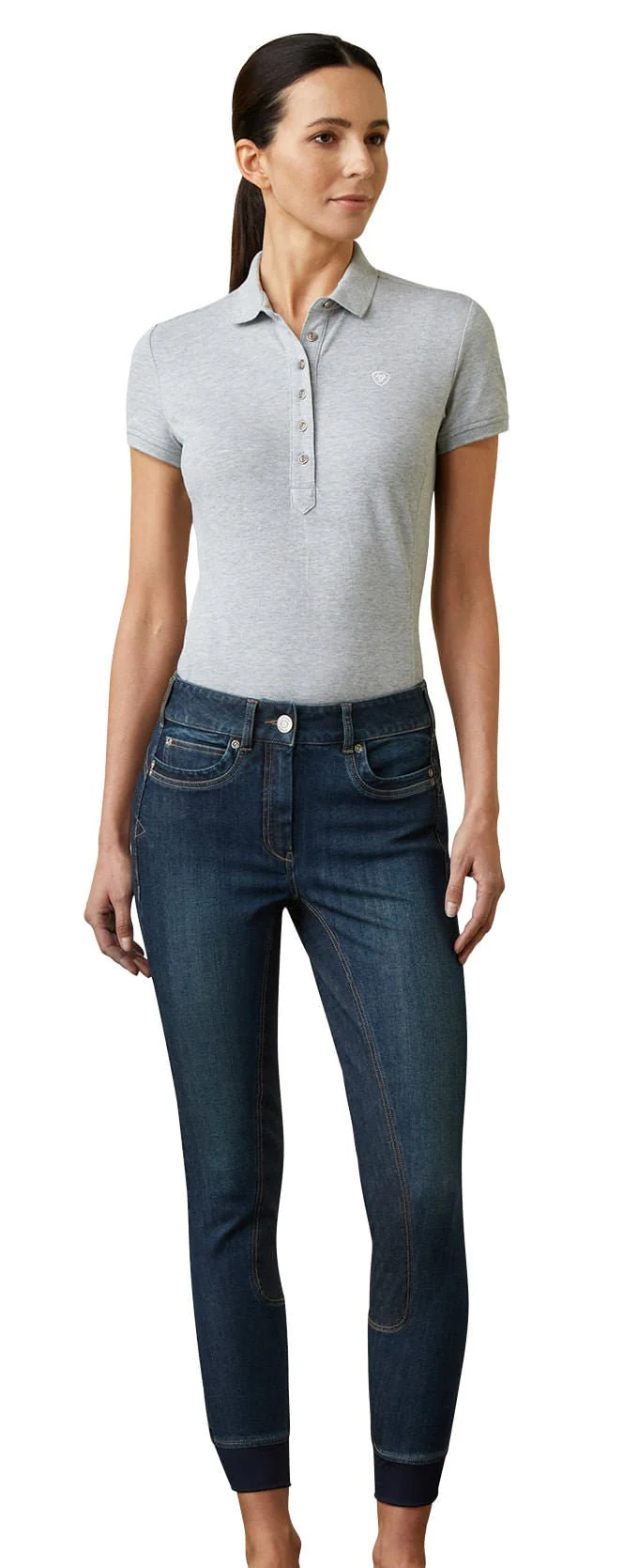 Ariat Halo Denim Full Seat Breech, Birch Marine - Healthber