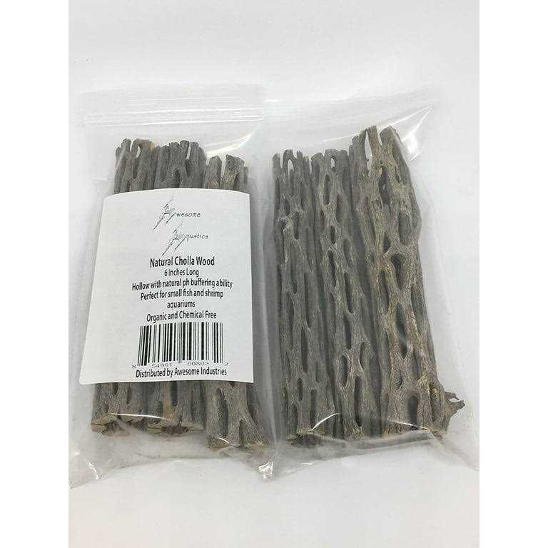 Awesome Aquatic Natural Cholla/Choya Wood 3 Pieces 6 for Shrimp Habitat and Food Treat Hermit Crabs Plecos Aquarium Decoration Lowers pH Hideouts and - Healthber